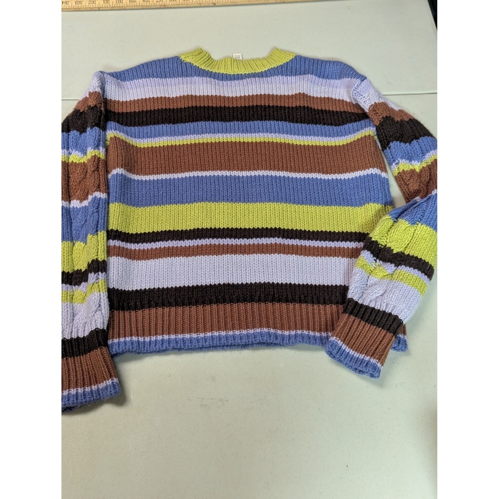 St. John's Bay Striped Cable Knit Sweater Small Multi-Color Crewneck Vintage Y2K - Picture 11 of 13